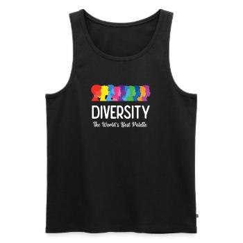 LGBT-Pride-Monat – Vielfalt. Die beste Palette - Männer Premium Bio Tank Top - Schwarz - Vorne - Michal (187cm)