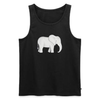 Weißer Elefant Zeichnung - Männer Premium Bio Tank Top - Schwarz - Vorne - AI Model Male 178 light (178cm)