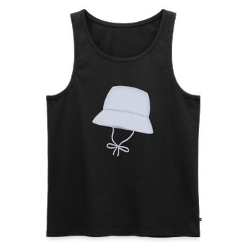 Chapeau à seau pastel avec sangle de menton - Débardeur bio Premium Homme - noir - Devant - AI Model Male 178 light (178cm)