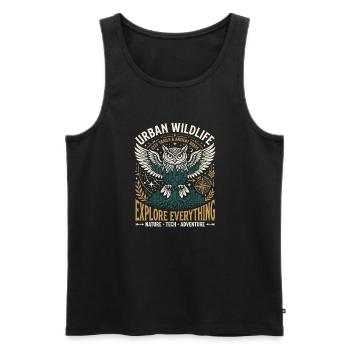 Urban Wildlife Owl - Männer Premium Bio Tank Top - Schwarz - Vorne - AI Model Male 178 light (178cm)