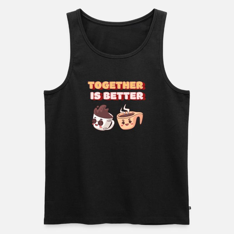 Gemeinsam ist besser Kaffee-Design - Männer Premium Bio Tank Top - Schwarz