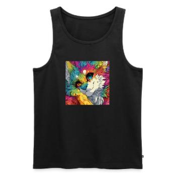 Rainbow Fur Cuddly Cat - Men's Premium Organic Tank Top - black - Front - AI Model Male 178 light (178cm)