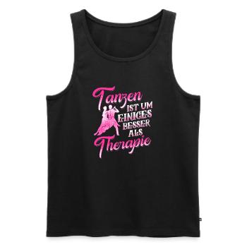 Tanzen ist Therapie, nicht bloß Spaß - Männer Premium Bio Tank Top - Schwarz - Vorne - AI Model Male 178 light (178cm)