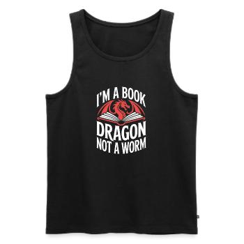 Drachen Buchwurm Geschenk Bücher Lesen Fantasy - Männer Premium Bio Tank Top - Schwarz - Vorne - Michal (187cm)