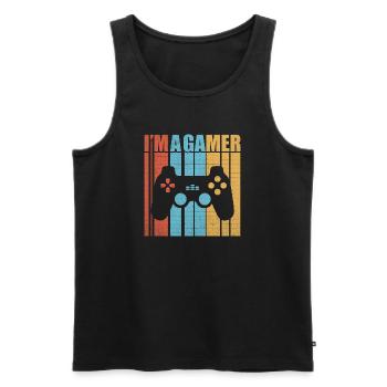 Je suis un gamer gamer, un nerd de Zocker et une manette de jeu - Débardeur bio Premium Homme - noir - Devant - Michal (187cm)