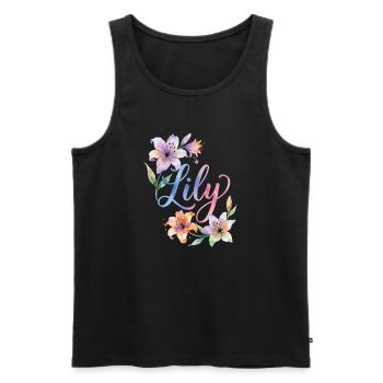 Lily Aquarellblüten - Männer Premium Bio Tank Top - Schwarz - Vorne - Michal (187cm)
