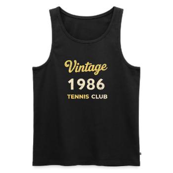 Cadeau d’anniversaire rétro vintage du club de tennis de 1986 - Débardeur bio Premium Homme - noir - Devant - Michal (187cm)