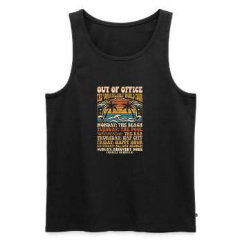 Holiday break beach time weekly schedule - Men's Premium Organic Tank Top - black - Front - AI Model Male 178 light (178cm)