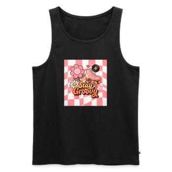 Rosa Retro-Rollschuhe - Männer Premium Bio Tank Top - Schwarz - Vorne - AI Model Male 178 light (178cm)