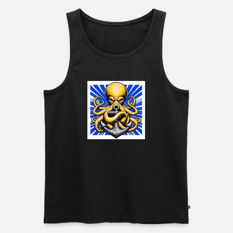 Oktopus umarmt einen Anker - Männer Premium Bio Tank Top - Schwarz