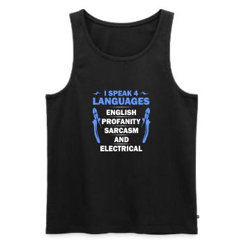 Je parle 4 langues Tee - Débardeur bio Premium Homme - noir - Devant - AI Model Male 178 light (178cm)