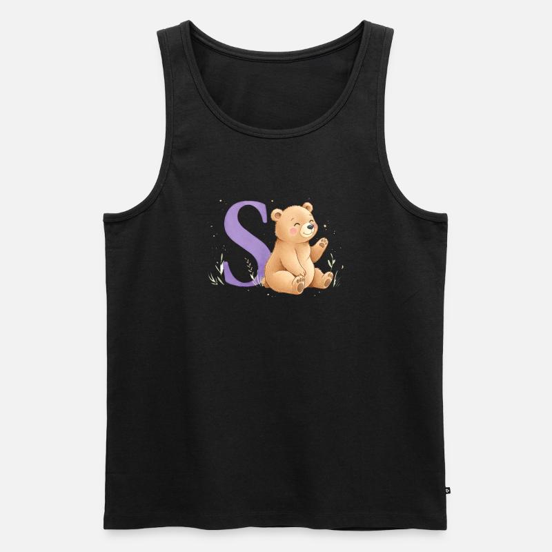S Bär Alphabetsbild mit Teddybär - Männer Premium Bio Tank Top - Schwarz