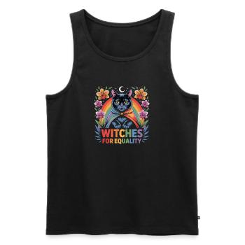 Witches for Equality Cat Rainbow - Men's Premium Organic Tank Top - black - Front - AI Model Male 178 light (178cm)