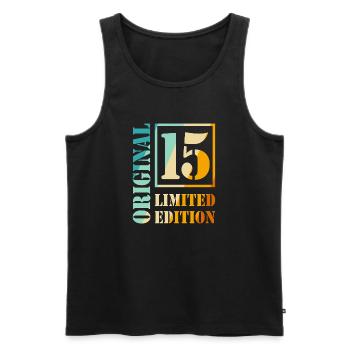 15th Birthday Boy Girl Teenager Level 15 - Men's Premium Organic Tank Top - black - Front - Michal (187cm)