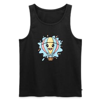 Fröhlicher Ballonfreund Wolkenreise - Männer Premium Bio Tank Top - Schwarz - Vorne - AI Model Male 178 light (178cm)