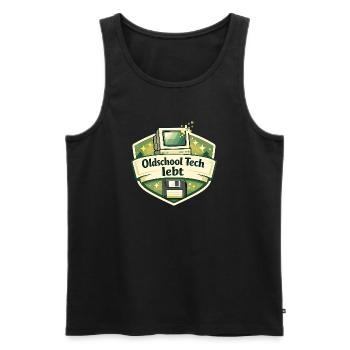 Oldschool Tech lebt - Männer Premium Bio Tank Top - Schwarz - Vorne - AI Model Male 178 light (178cm)