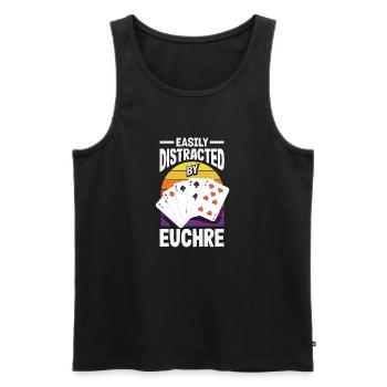 Facilement distrait par l’Euchre - Débardeur bio Premium Homme - noir - Devant - Michal (187cm)