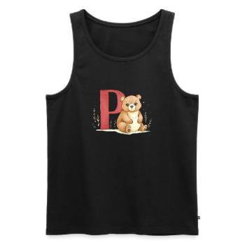 Bear with letter P - Men's Premium Organic Tank Top - black - Front - Michal (187cm)