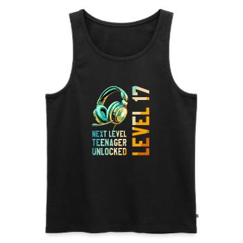 17. Geburtstag Junge Mädchen Teenager Level 17 - Männer Premium Bio Tank Top - Schwarz - Vorne - Michal (187cm)