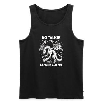 No Conversation Before Coffee Lover Dragon - Men's Premium Organic Tank Top - black - Front - AI Model Male 178 light (178cm)