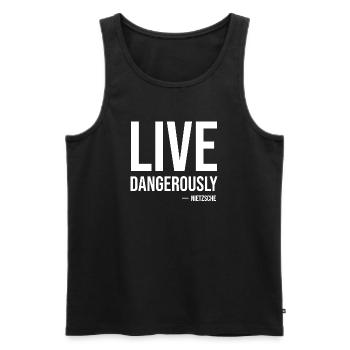 Vis dangereusement Citation de Nietzsche Tee - Débardeur bio Premium Homme - noir - Devant - AI Model Male 178 light (178cm)