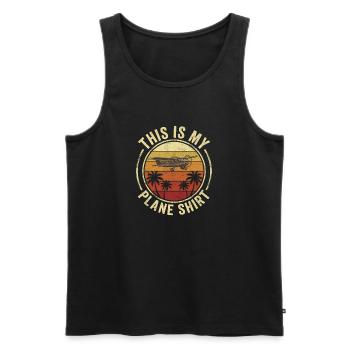 Retro Flugzeug Shirt mit Palmen - Männer Premium Bio Tank Top - Schwarz - Vorne - AI Model Male 178 light (178cm)