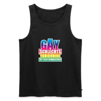 Gay schlechtsverkehr  / Lustiges Wortspiel, Pride - Männer Premium Bio Tank Top - Schwarz - Vorne - AI Model Male 178 light (178cm)