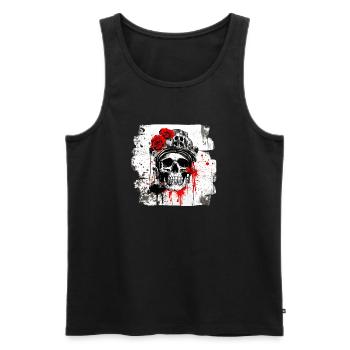 Rose Skull with Headphones - Men's Premium Organic Tank Top - black - Front - Michal (187cm)