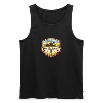 Farmleben Traktor-Badge - Männer Premium Bio Tank Top - Schwarz - Vorne - AI Model Male 178 light (178cm)