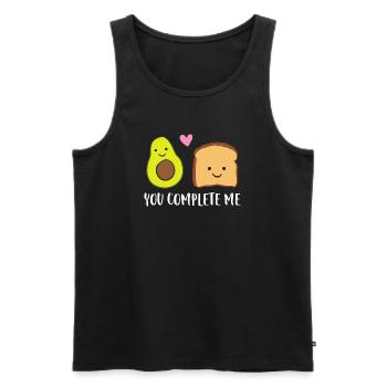 Tu m’as complété toast à l’avocat - Débardeur bio Premium Homme - noir - Devant - AI Model Male 178 light (178cm)