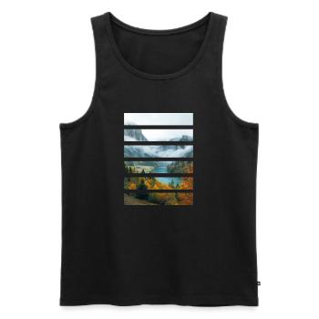 Vallées dAutomne et Lac Paisible - Débardeur bio Premium Homme - noir - Devant - AI Model Male 178 light (178cm)