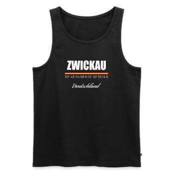 Zwickau - Männer Premium Bio Tank Top - Schwarz - Vorne - AI Model Male 178 light (178cm)