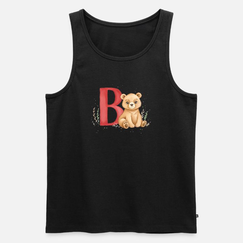 Bär und Buchstabe B Kindermotiv - Männer Premium Bio Tank Top - Schwarz
