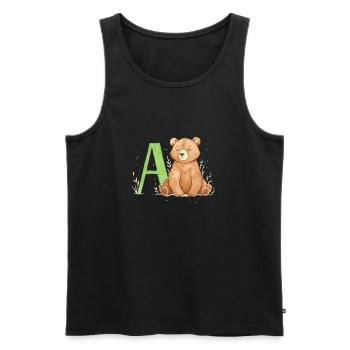 Alphabet Bear with Capital A - Men's Premium Organic Tank Top - black - Front - Michal (187cm)