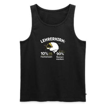 Lehrerhirn - Lustiges Lehrer Geschenk für Schule - Männer Premium Bio Tank Top - Schwarz - Vorne - Michal (187cm)