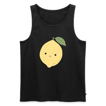 Leni Zitrone – Süßes Kawaii Frucht Design - Männer Premium Bio Tank Top - Schwarz - Vorne - AI Model Male 178 light (178cm)
