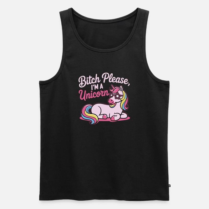 Einhorn Spruch Motiv B*tch please - Männer Premium Bio Tank Top - Schwarz