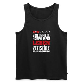 Videospiele haben mein Leben zerstört Gamer - Männer Premium Bio Tank Top - Schwarz - Vorne - Michal (187cm)