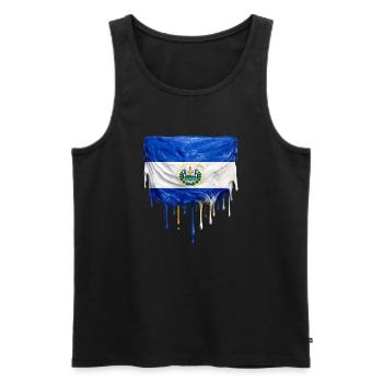 El Salvador Flagge Tropfenkunst - Männer Premium Bio Tank Top - Schwarz - Vorne - Michal (187cm)