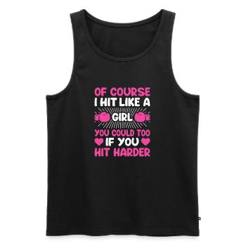 Schlag wie ein Mädchen – starke Schlagkraft – Ermächtigung - Männer Premium Bio Tank Top - Schwarz - Vorne - Michal (187cm)