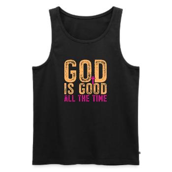 God is good all the time - Men's Premium Organic Tank Top - black - Front - AI Model Male 178 light (178cm)