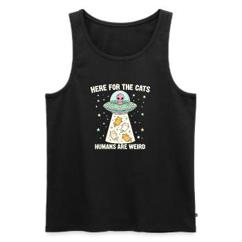 Here For The Cats – Humans Are Weird - Men's Premium Organic Tank Top - black - Front - Michal (187cm)