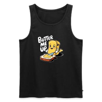 Toast de dessin animé Butter Me Up drôle - Débardeur bio Premium Homme - noir - Devant - AI Model Male 178 light (178cm)