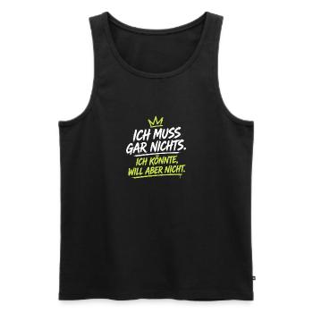 Ich Könnte Will Aber Nicht – Neon Krone - Männer Premium Bio Tank Top - Schwarz - Vorne - Michal (187cm)
