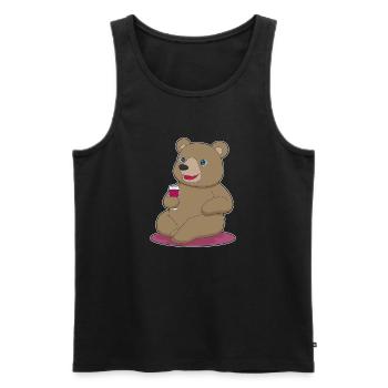 Bear Red Wine - Men's Premium Organic Tank Top - black - Front - Michal (187cm)