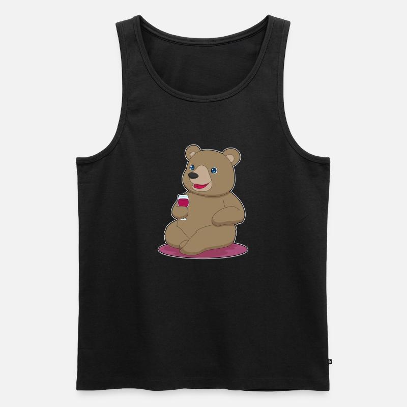 Bär Rotwein - Männer Premium Bio Tank Top - Schwarz