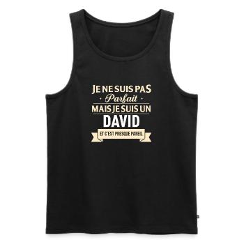 Je Ne Suis Pas Parfait Mais Je Suis Un David Et... - Débardeur bio Premium Homme - noir - Devant - Michal (187cm)