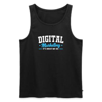 Responsable du marketing digital - Débardeur bio Premium Homme - noir - Devant - AI Model Male 178 light (178cm)