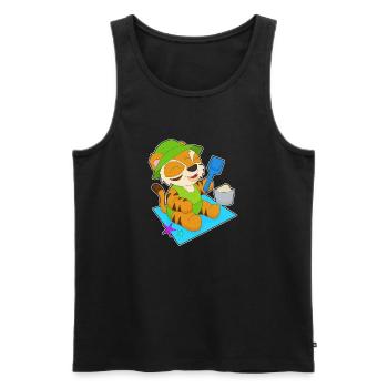 Tiger Strand Sand Sommer - Männer Premium Bio Tank Top - Schwarz - Vorne - Michal (187cm)