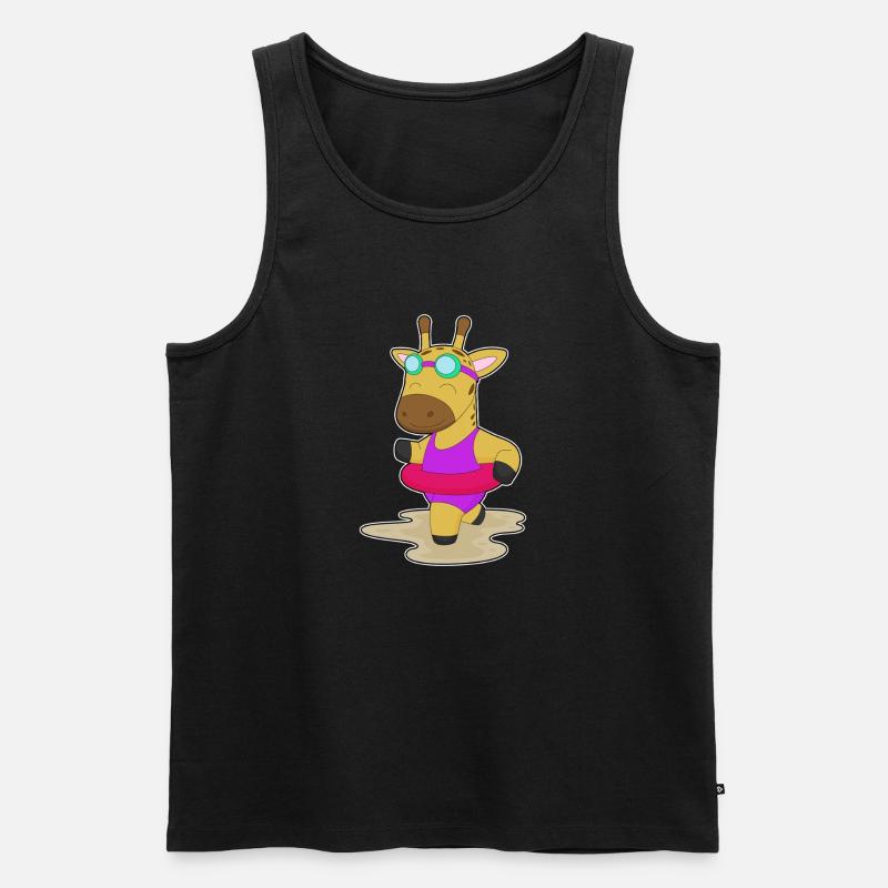 Giraffe Schwimmen Schwimmring Sommer - Männer Premium Bio Tank Top - Schwarz